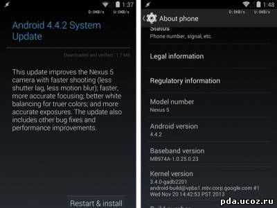 Обновление Android 4.4.2 доступно для владельцев Nexus-устройств